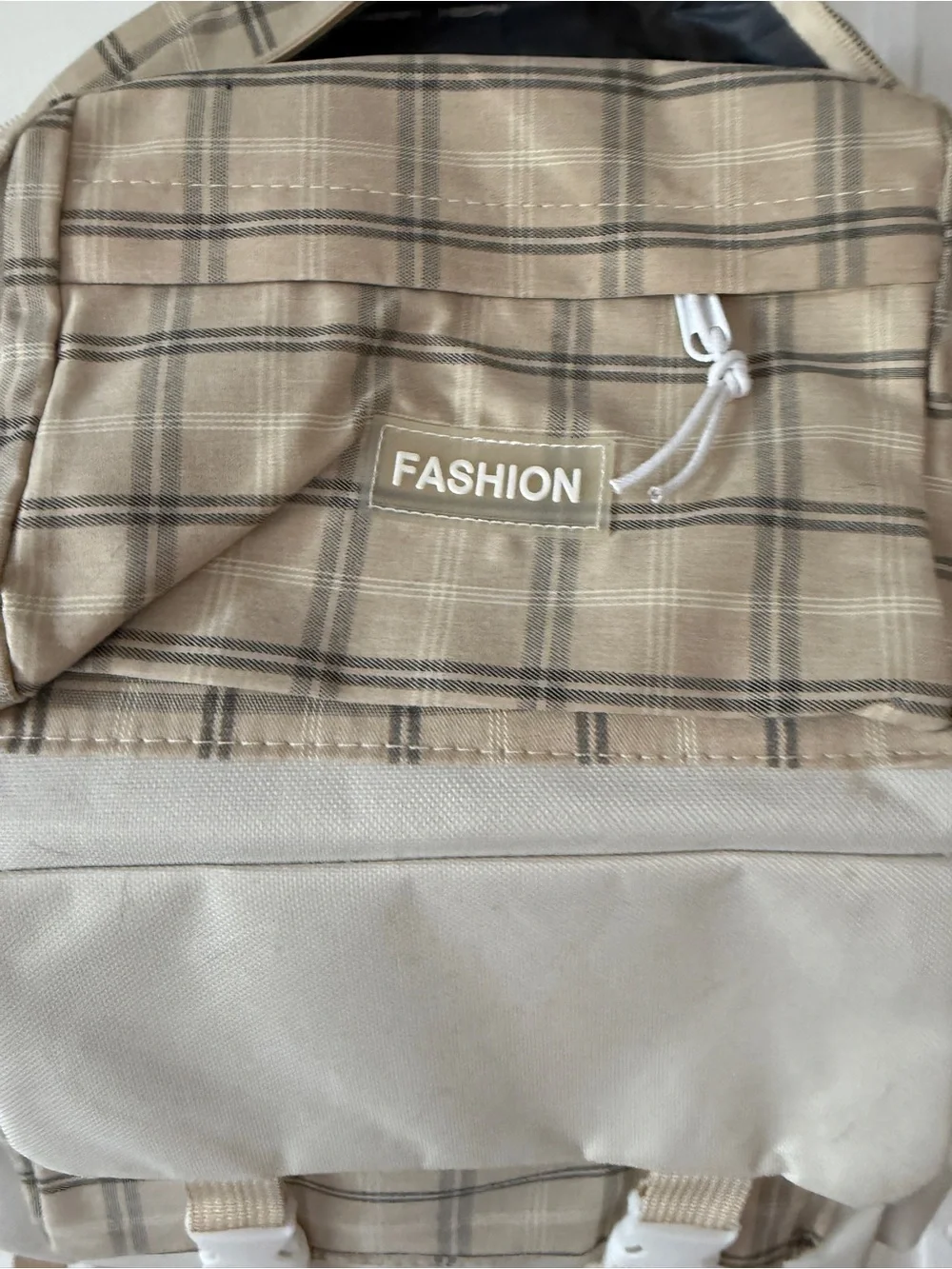 Beige Plaid FASHION Backpack